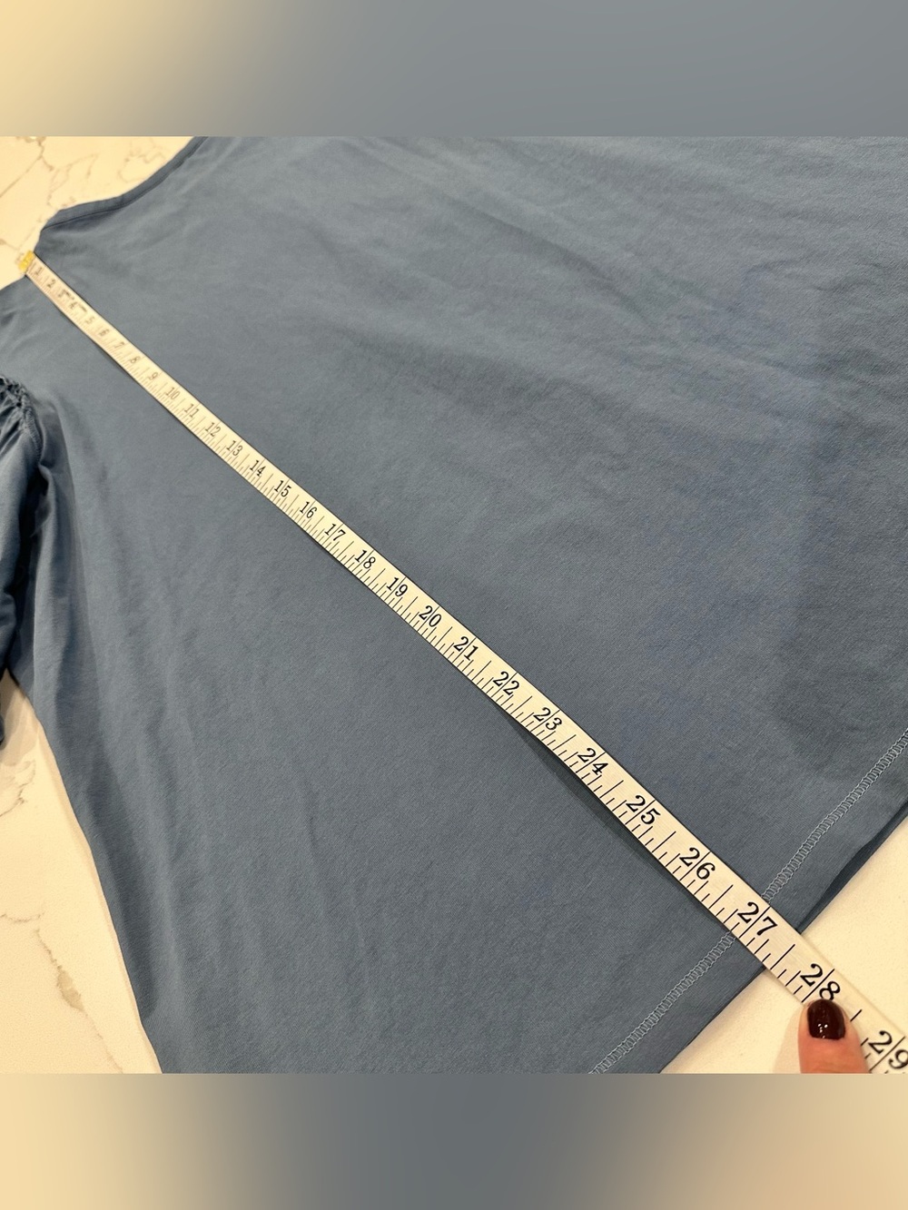 AnyBody Blue Puff Short Sleeve Henley Top Blouse Plus Size 2XL Boho Casual Knit - Picture 8 of 9